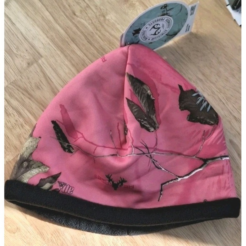 Realtree Hot Shot Ladies Fleece Beanie Hat Pink Camo NWT